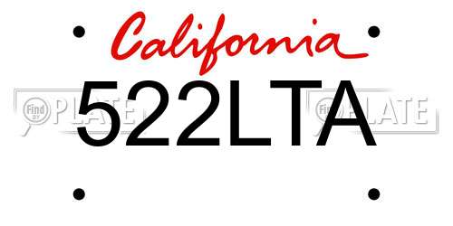 522LTA California License Plate