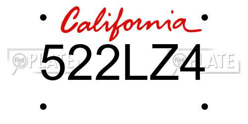 522LZ4 California License Plate