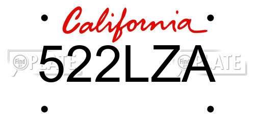 522LZA California License Plate