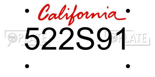 522S91 California License Plate
