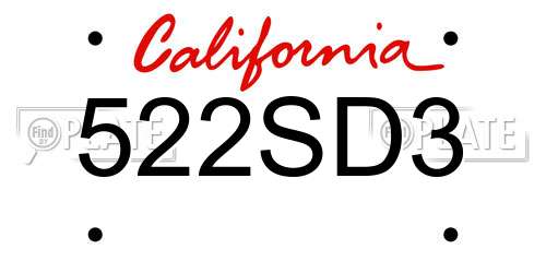 522SD3 California License Plate