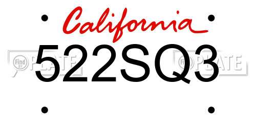 522SQ3 California License Plate