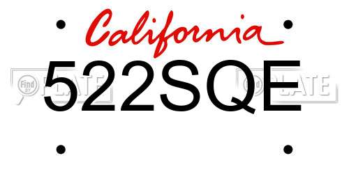 522SQE California License Plate