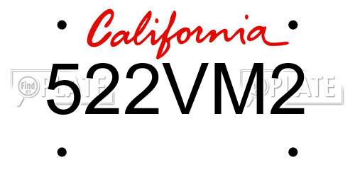 522VM2 California License Plate