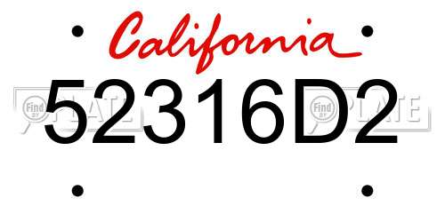 52316D2 California License Plate