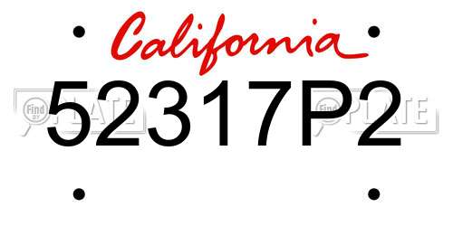 52317P2 California License Plate