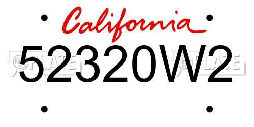 52320W2 California License Plate