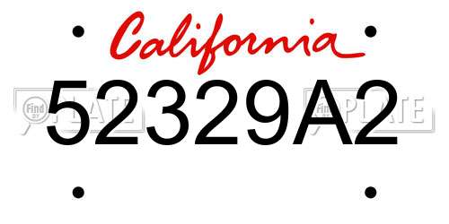 52329A2 California License Plate