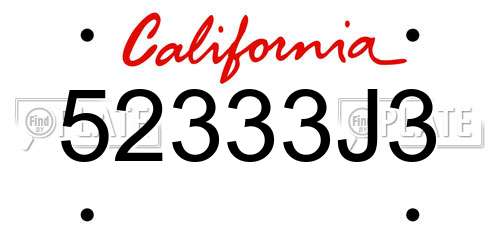 52333J3 California License Plate
