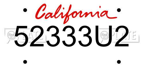 52333U2 California License Plate