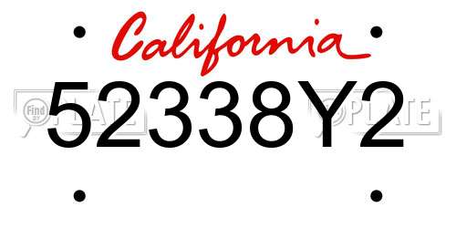 52338Y2 California License Plate