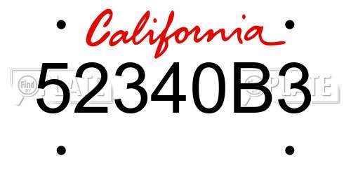 52340B3 California License Plate