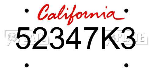 52347K3 California License Plate