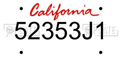 52353J1 California License Plate