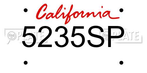 5235SP California License Plate