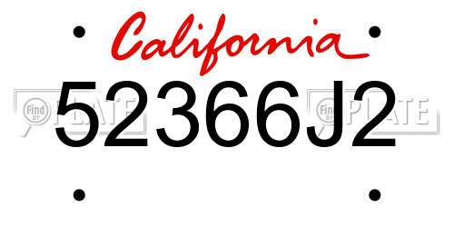 52366J2 California License Plate