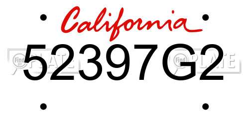 52397G2 California License Plate