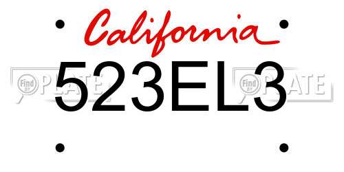 523EL3 California License Plate