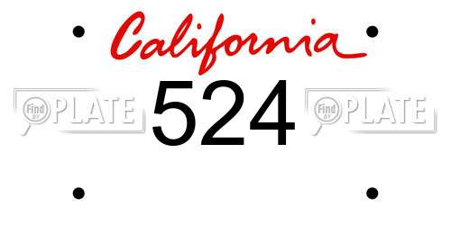 524 California License Plate