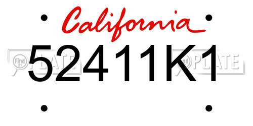 52411K1 California License Plate