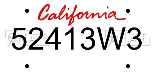 52413W3 California License Plate