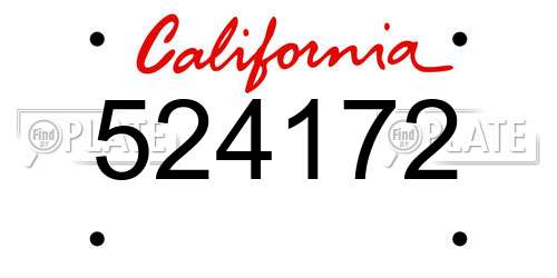 524172 California License Plate