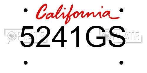 5241GS California License Plate