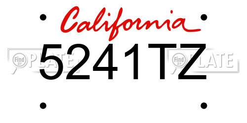 5241TZ California License Plate
