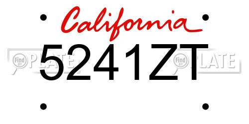 5241ZT California License Plate
