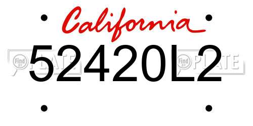 52420L2 California License Plate