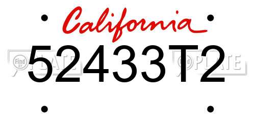 52433T2 California License Plate