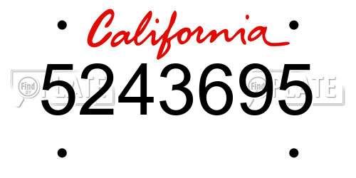 5243695 California License Plate