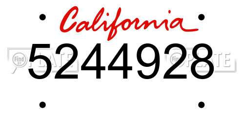 5244928 California License Plate