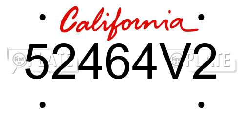 52464V2 California License Plate