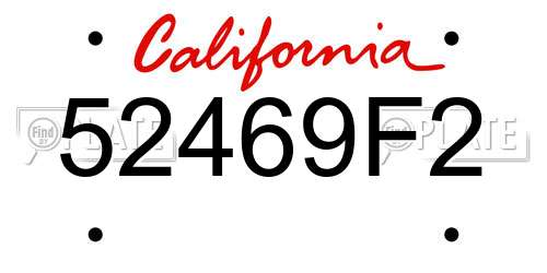 52469F2 California License Plate