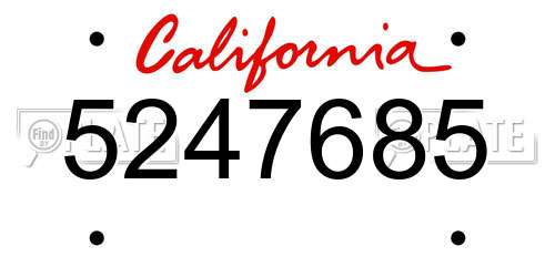 5247685 California License Plate