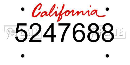 5247688 California License Plate
