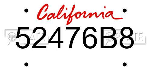 52476B8 California License Plate