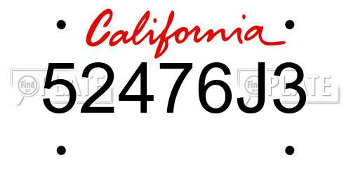 52476J3 California License Plate