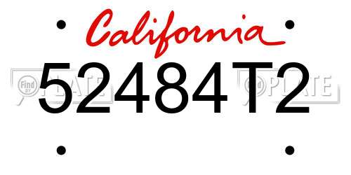 52484T2 California License Plate