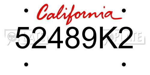 52489K2 California License Plate