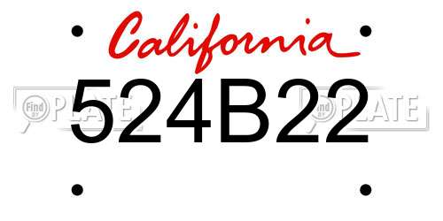 524B22 California License Plate