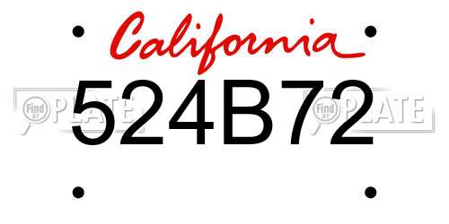 524B72 California License Plate