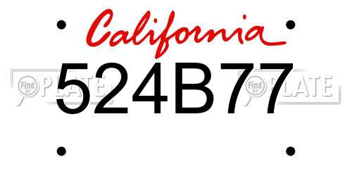 524B77 California License Plate