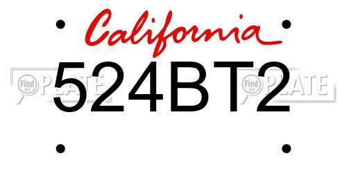 524BT2 California License Plate