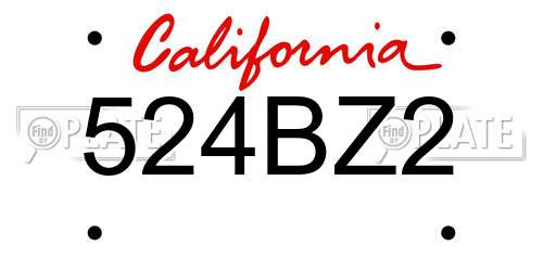 524BZ2 California License Plate