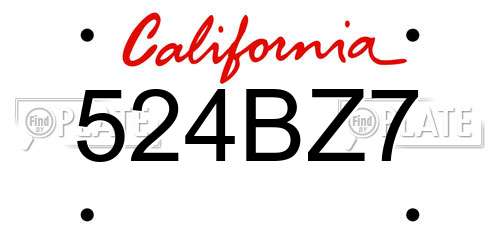 524BZ7 California License Plate