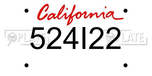 524I22 California License Plate