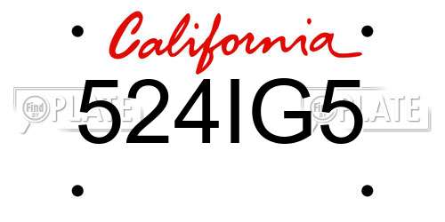 524IG5 California License Plate