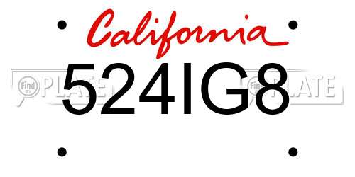 524IG8 California License Plate